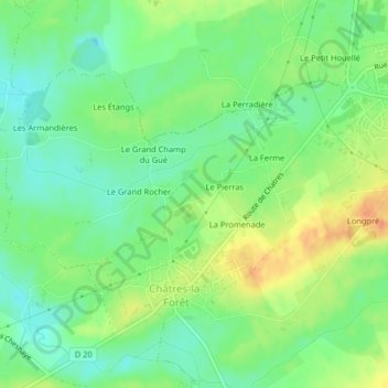 Topografische kaart Le Four à Chaux, hoogte, reliëf