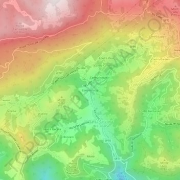 Topografische kaart Contrà Pozza, hoogte, reliëf