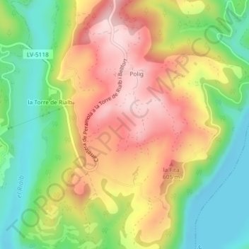 Topografische kaart Planes de Polig, hoogte, reliëf
