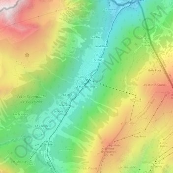 Topografische kaart Le Plan de l'Envers, hoogte, reliëf