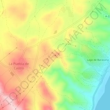 Topografische kaart Cerro Calvario, hoogte, reliëf