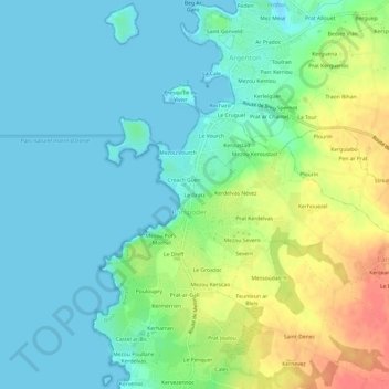 Topografische kaart Le Gratz, hoogte, reliëf