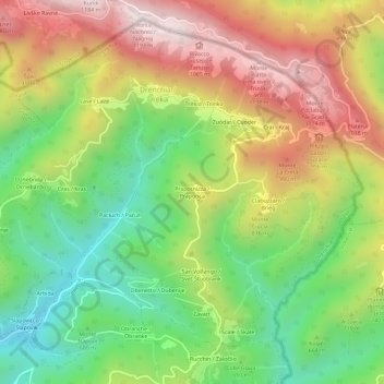 Topografische kaart Prapotnizza, hoogte, reliëf
