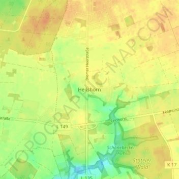 Topografische kaart Heilshorn, hoogte, reliëf