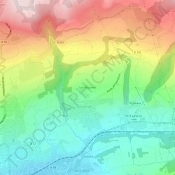 Topografische kaart Les Allouviers, hoogte, reliëf