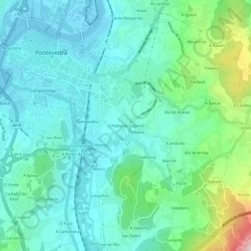 Topografische kaart A Pedra do Lagarto, hoogte, reliëf