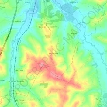 Topografische kaart Estorninho, hoogte, reliëf