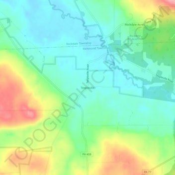 Topografische kaart Teepleville, hoogte, reliëf