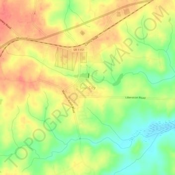 Topografische kaart Soul City, hoogte, reliëf