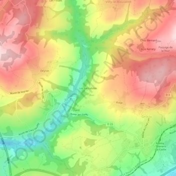 Topografische kaart Les Barnabites, hoogte, reliëf