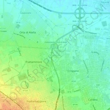 Topografische kaart Spagnuolo, hoogte, reliëf
