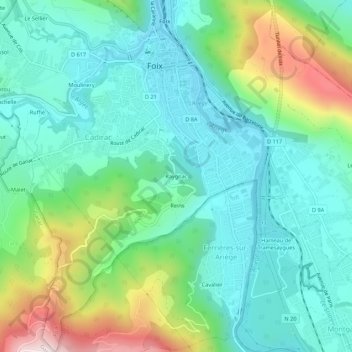 Topografische kaart Raygnac, hoogte, reliëf