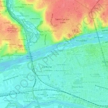 Topografische kaart La Poudrière, hoogte, reliëf