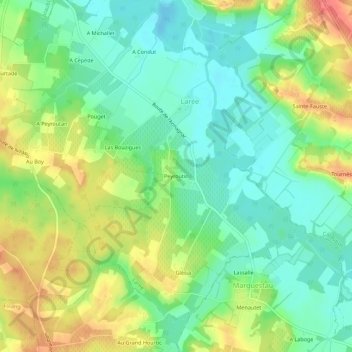 Topografische kaart Peyroutin, hoogte, reliëf