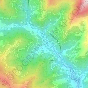 Topografische kaart Borgoratto, hoogte, reliëf