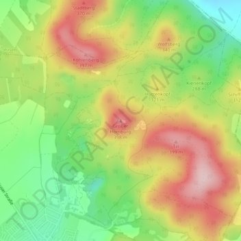 Topografische kaart Großer Homburg, hoogte, reliëf