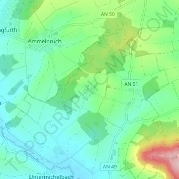 Topografische kaart Dühren, hoogte, reliëf