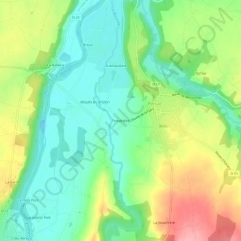 Topografische kaart Fontarabie, hoogte, reliëf