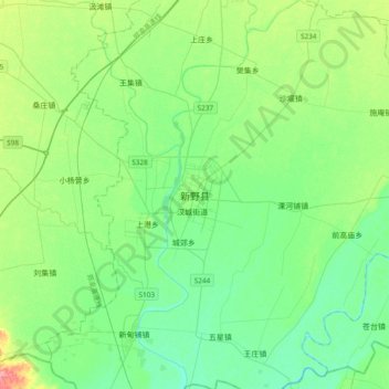 Topografische kaart 新野县, hoogte, reliëf