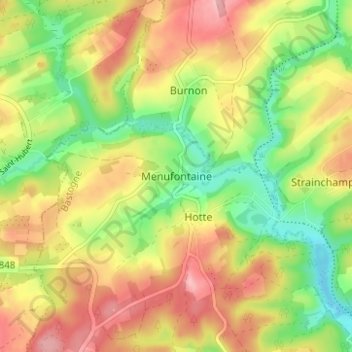 Topografische kaart Menufontaine, hoogte, reliëf
