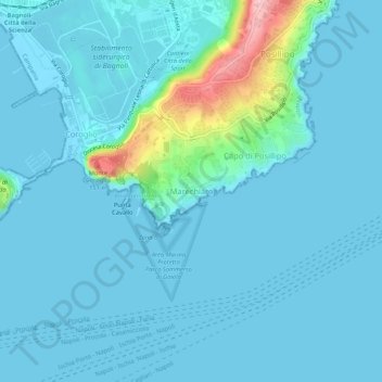Topografische kaart Marechiaro, hoogte, reliëf