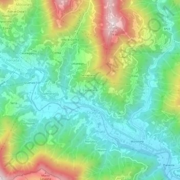 Topografische kaart Cassottana, hoogte, reliëf