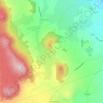 Topografische kaart Fay, hoogte, reliëf