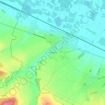 Topografische kaart Les Cerisiers, hoogte, reliëf
