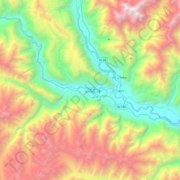Topografische kaart گلگت, hoogte, reliëf