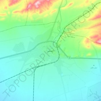 Topografische kaart Ad-Dumayr, hoogte, reliëf