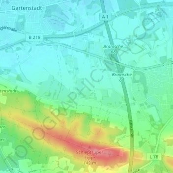 Topografische kaart Schleptrup, hoogte, reliëf