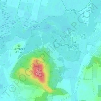 Topografische kaart Götzer Berge, hoogte, reliëf