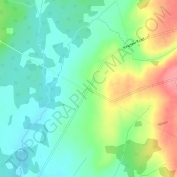 Topografische kaart Cornhill, hoogte, reliëf