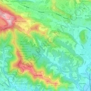Topografische kaart Galbusera Bianca, hoogte, reliëf