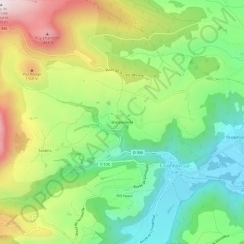 Topografische kaart Bressouleille, hoogte, reliëf