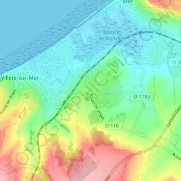 Topografische kaart Les Champs Rabats, hoogte, reliëf