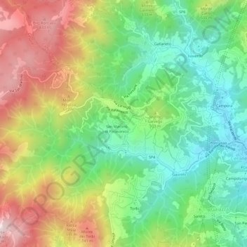 Topografische kaart Borgo Ferrandi, hoogte, reliëf