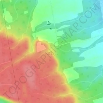 Topografische kaart Oak Ridges, hoogte, reliëf