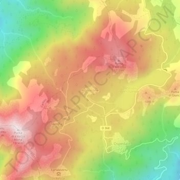 Topografische kaart Agnarone, hoogte, reliëf