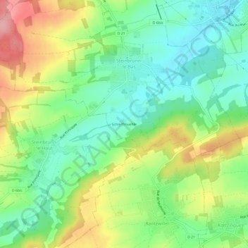 Topografische kaart Schleiffmuehle, hoogte, reliëf