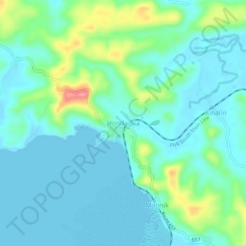 Topografische kaart Hondagua, hoogte, reliëf