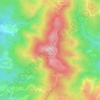 Topografische kaart Monte Peglia, hoogte, reliëf