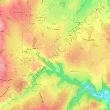 Topografische kaart Le Milon, hoogte, reliëf