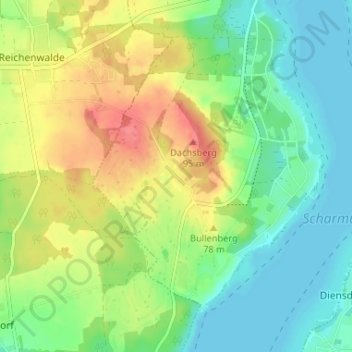 Topografische kaart Silberberg, hoogte, reliëf