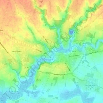 Topografische kaart Talmont, hoogte, reliëf