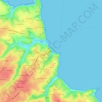 Topografische kaart Ramonette, hoogte, reliëf