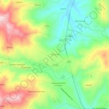 Topografische kaart Piancarani, hoogte, reliëf