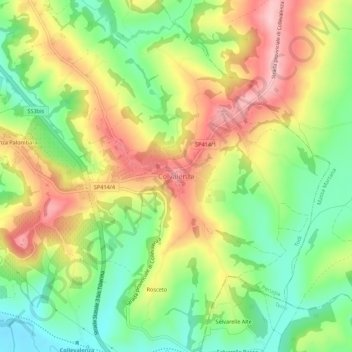 Topografische kaart Colvalenza, hoogte, reliëf