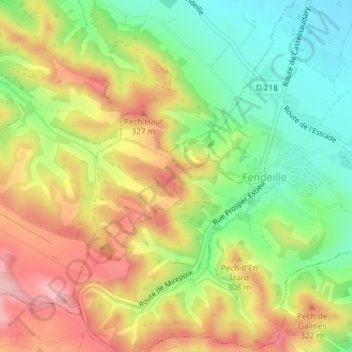 Topografische kaart Chemin de la Tuilerie, hoogte, reliëf