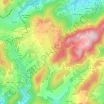 Topografische kaart Éteize, hoogte, reliëf